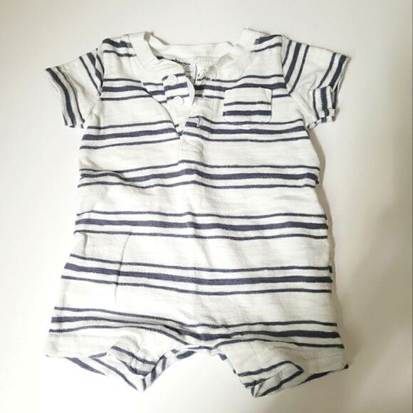 Carter's Navy & White Striped Cotton Onesie - Picture 1 of 5